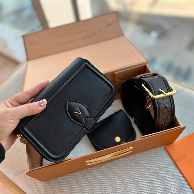 

Women Luxurys Designers Classic Cross Body Bag Officier Pochette Handbag Patent Leather Imprint Flowers Detachable Chain Messenger Bag Ladies Wallets Pouch 18CM, Black