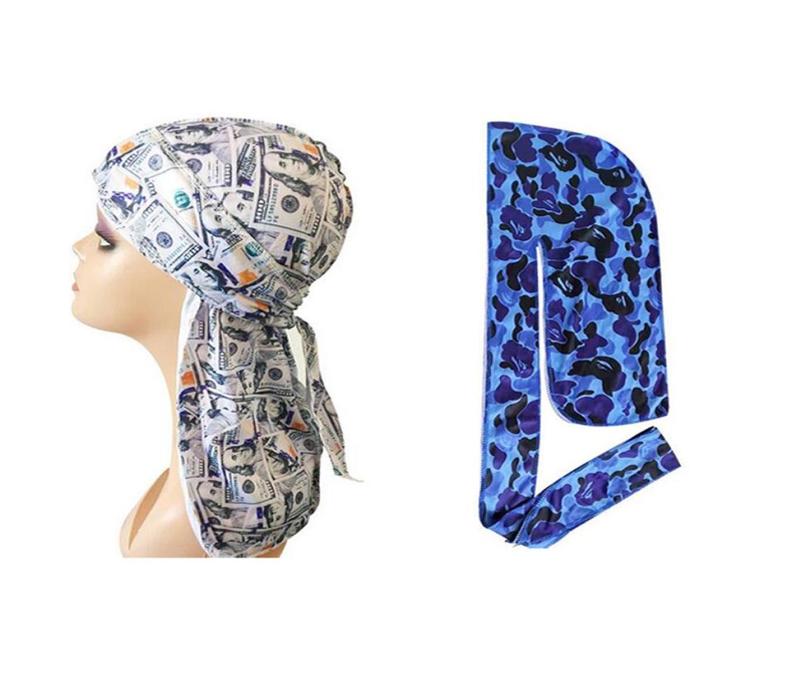 

123 Whole 23color Children Designer Letters Print Pirate Hat Unisex Breathable Bandana Long Tail Cap Turban Silky Durag Cyc223i7662666, #1
