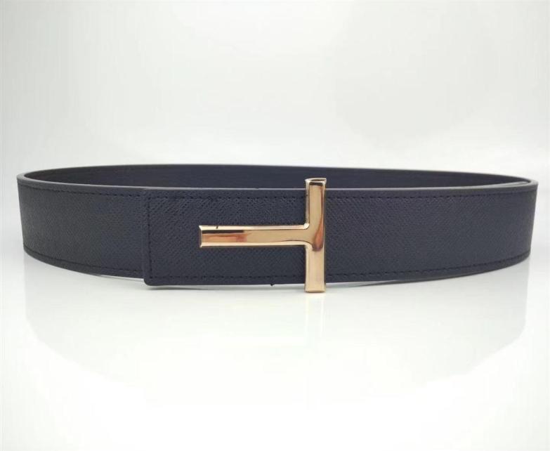 

2021 designer men039s and women039s belts T letter buckle high quality leather 38CM model without box248c2616585, Black