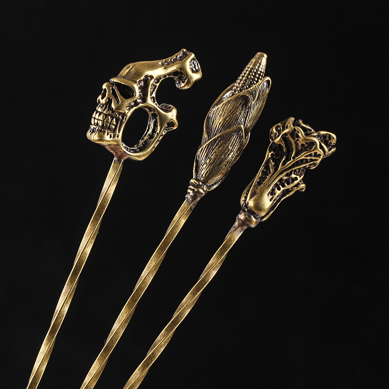 

smoking shop dab tool cigarette Vintage copper engraving drill dredge ventilator needle bong Smoking Accessories