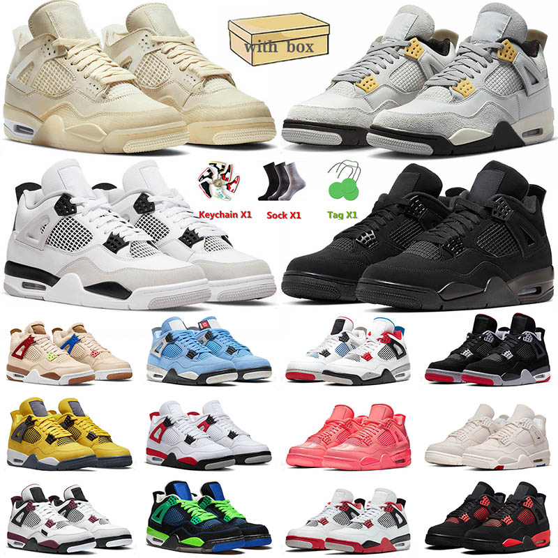 

With Box 4s for Men Basketball Shoes Photon Dust Black Cat Top Jumpman 4 IV Sail Red Cement University Blue Mens Women Trainers Sneakers, D21 lightning 40-47