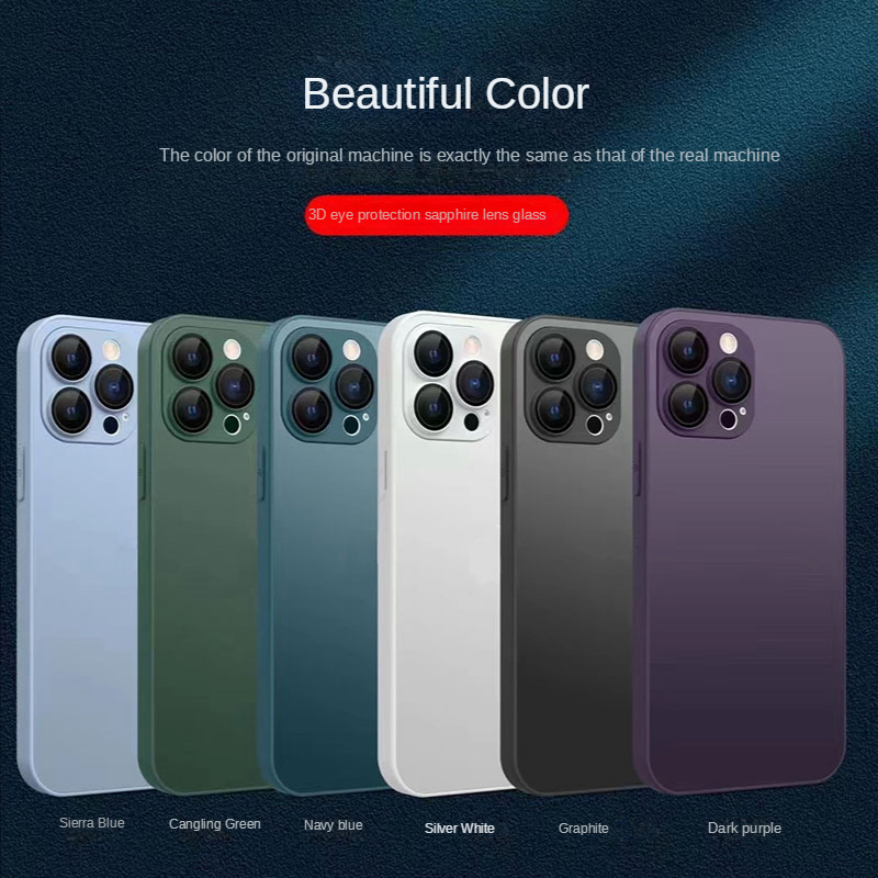 

AG Silicone Matte Glass Cases For Iphone 14 13 12 11 Pro Max ProMax Plus Frosted Glasses Phone Cover With Integrated lens Film, White with logo