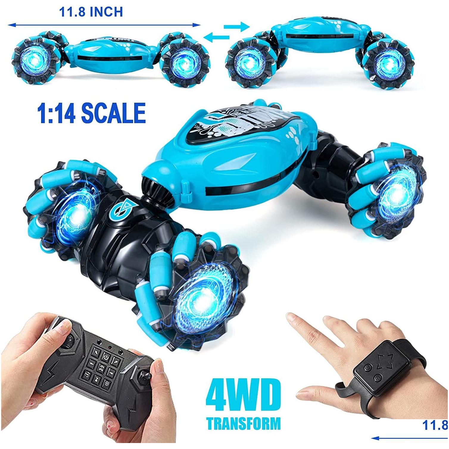 rc car gesture toys 4wd remote control hand controlled all terrains monster trucks stunt flips with lights music