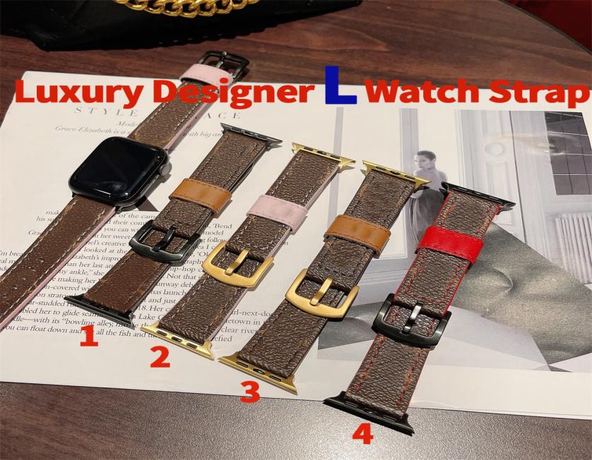 

Designer L Apple Watch Strap 45mm 42mm 38mm 40mm 44mm iwatch bands Leather Straps Bracelet Fashion Flower White Square Wristband i5302093