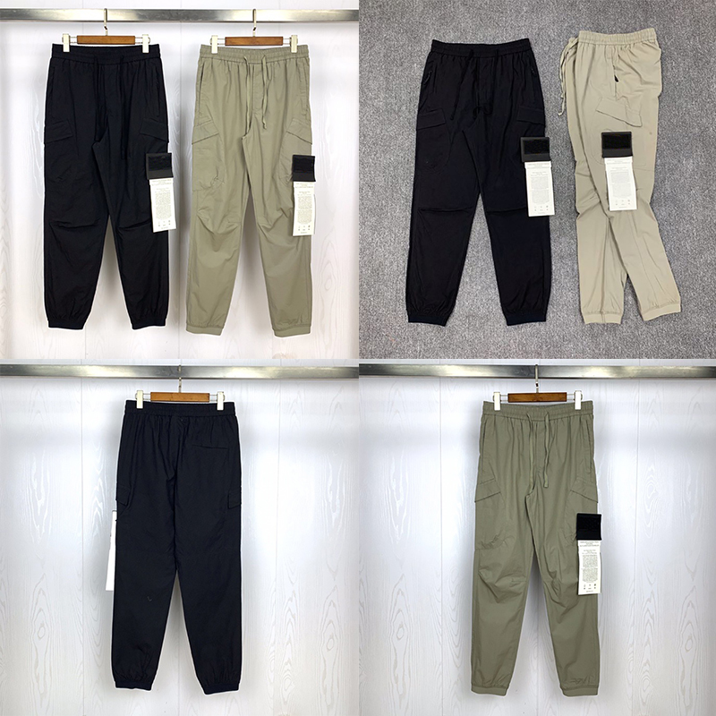 

brand mens topstoney pants Classic embroidered badge work casual pants, Black 2