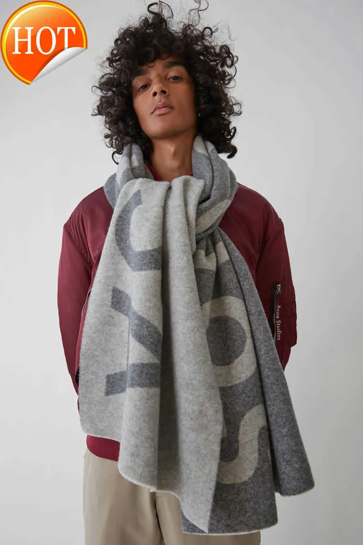 Luxury Designer Scarves Acne Scarf Studios for Neutral Checked Wool Fringe 70cm/210cm Advertising Letter Ac