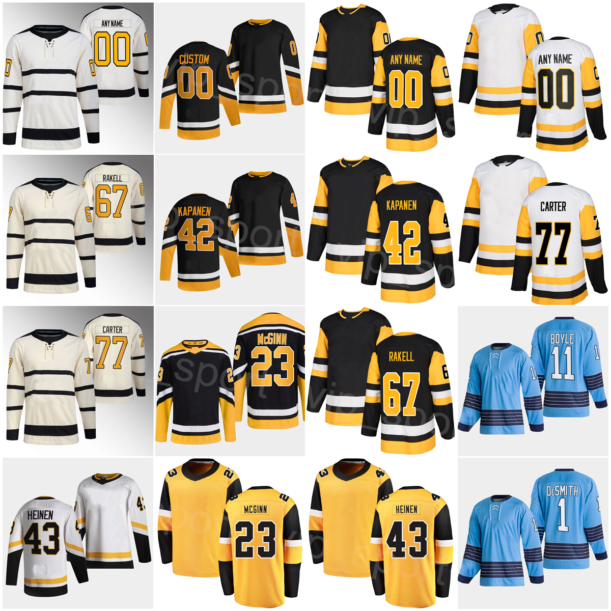 

2023 Winter Classic Hockey 53 Teddy Blueger Jerseys Marcus Pettersson Casey DeSmith Brian Boyle Mark Friedman Rickard Rakell Jeff Carter Kasperi Kapanen Men Kids, Black