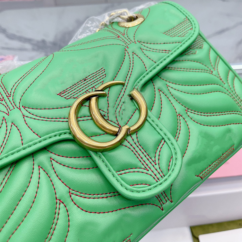 

luxurys designer bags handbag classic cross body real genuine tote bag leather the embroidery women fashion marmont crossbody purses green handbags, Green 23cm