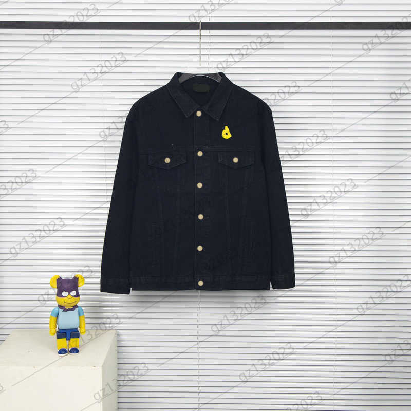 

Womens Jacket Contrast Color Letter Embroidery Lapels Loose Denim Jacket Custom Button Open Pockets Coats Fashion Designer Women Apparel