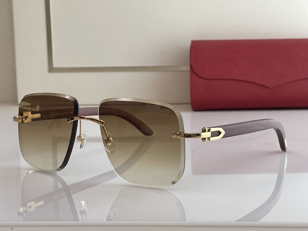 

designer sunglasses carti glasses buffalo horn wood frame brown lens sunglasses Fashion ins net red same men and women vintage rimless