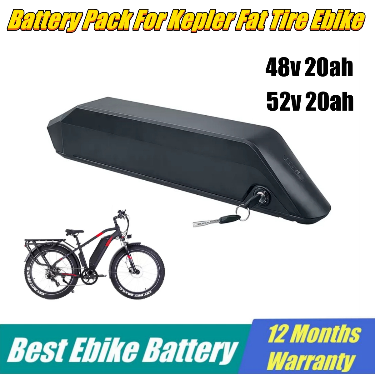 

Li ion 18650 Replacement Battery Pack For Kepler 52V Electric Fat Tire Bike Reention Kirin 52V 20Ah Li-ion Side Release