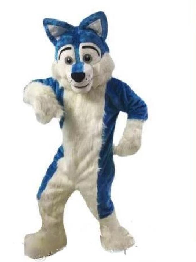 

High quality Blue Husky Dog Mascot Costume Wolf Fox Fancy Party Dress Halloween Costumes Adult Size, As pic