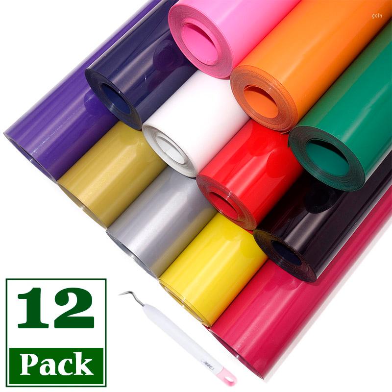 

Window Stickers 12"X5ft 12/6 Pack Multi Colors Heat Transfer Roll For Cricut T-shirt Printing DIY Iron On HTV Film Easy To Cut