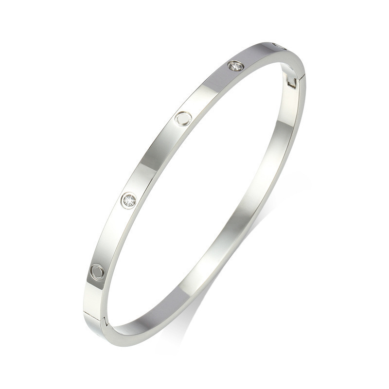 

Titanium Steel 4mm Thin Bangle Bracelet Women Men Love Bracelets Distance Cuff Jewelry Gift 16-19 no box