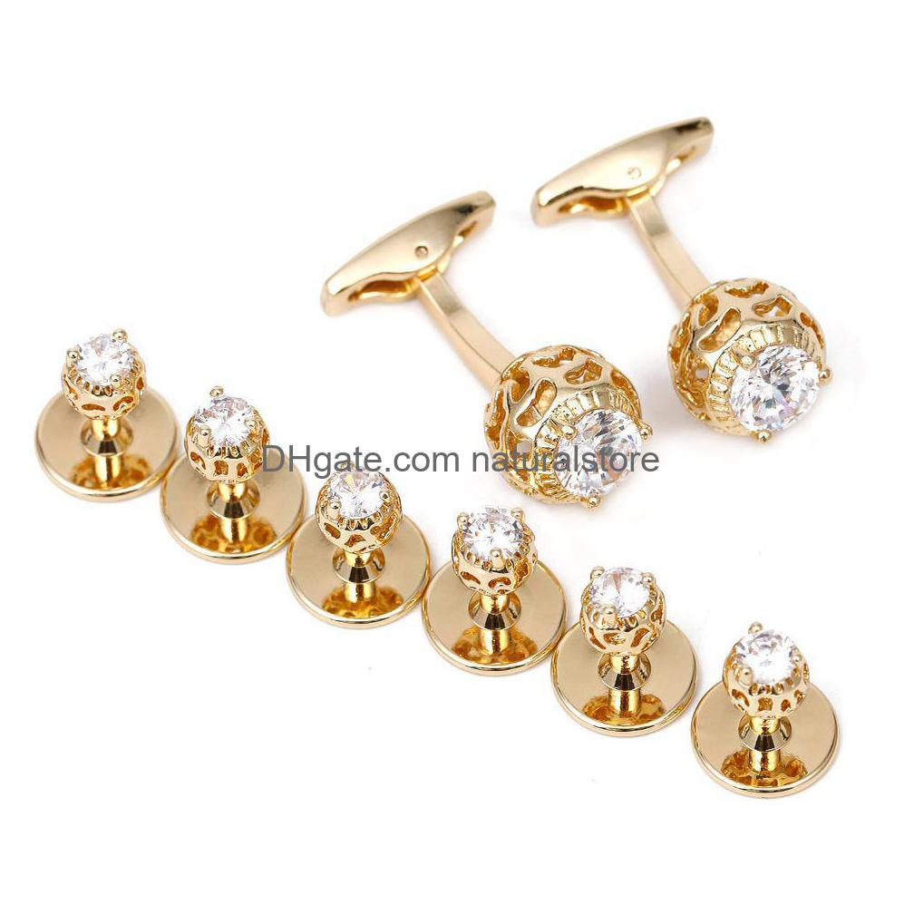 

Cuff Links Cufflinks For Men Tomye Xk19S145 8 Pcs Luxury Zircon High Quality Shirt Gold Wedding Jewelry Christmas Gifts Drop Deliver Dhksm