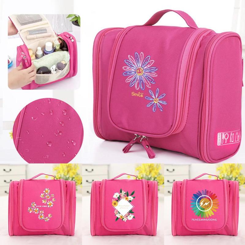 

Cosmetic Bags Women Makeup Bag With Hook Waterproof Outdoors Female Large Capacity Cosmetics Storage Box Make Up Organizer, Jc 167 (pink)