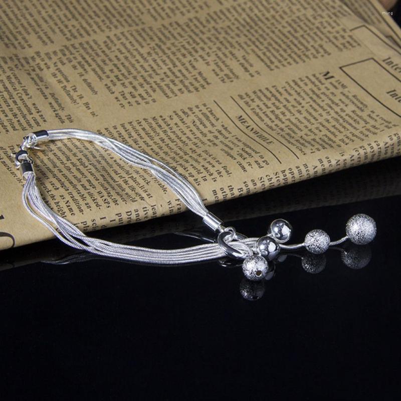

Link Bracelets Style Women Silver Jewelry Hollow Beads Bracelet High Quality Woman