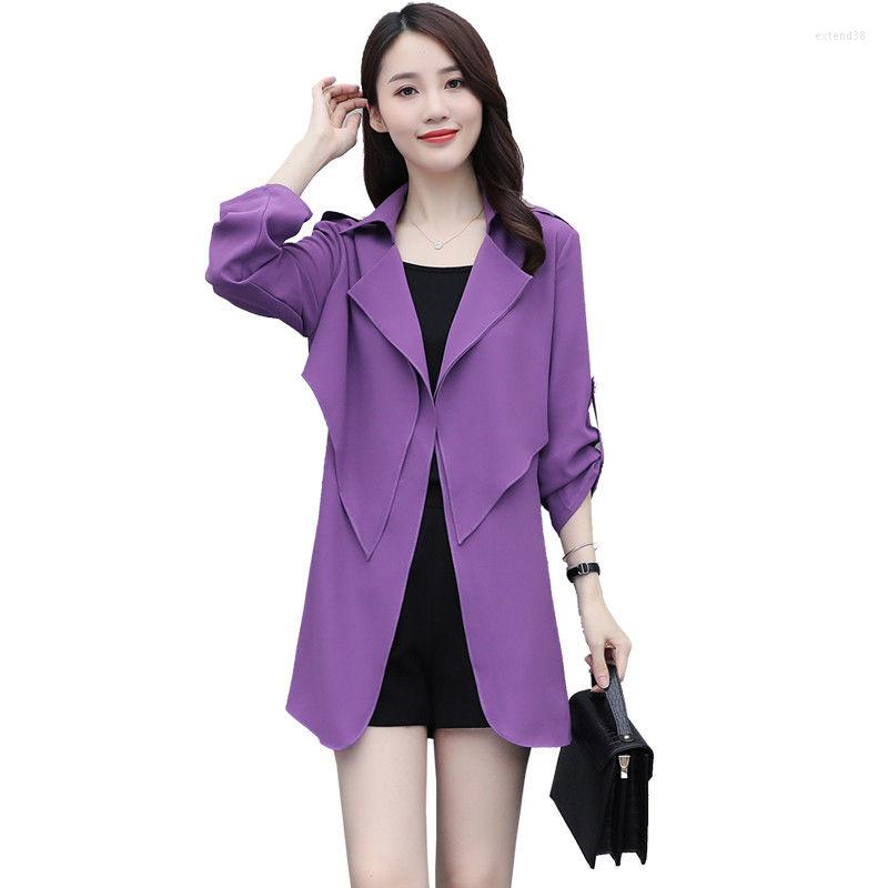 

Women's Trench Coats 4XL Women Windbreaker Chic Coat Veste Femme 2022 Spring Autumn Retro Fashion Female Outerwear, Purple
