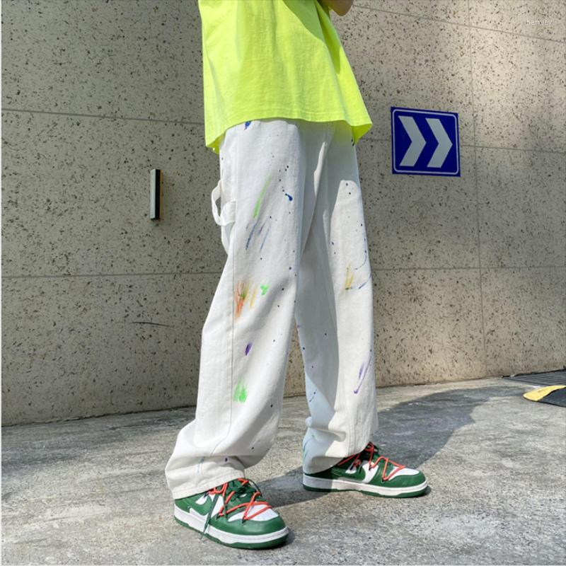 

Men's Jeans 2022 Brand Spring Men Korean Fashion Pants Streetwear Hip Hop Baggy Denim Trousers Straight Wide Leg Z189, White