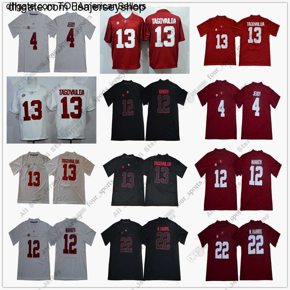 

NCAA Alabama Crimson Tide Football Jersey 13 Tua Tagovailoa 4 Jerry Jeudy 12 Joe Namath 22 Najee Harris 34 Damien Harris, As picture