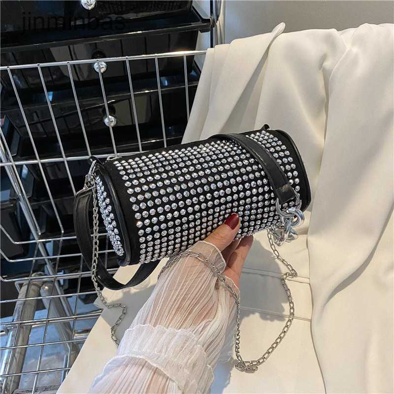 

2023 New Drill Bag 80% Discount Wholesale and Retail Summer Fashion Women's South Korea Bright Diamond Super Flash Cylindrical Rhintone Small Round Diagonal, White5