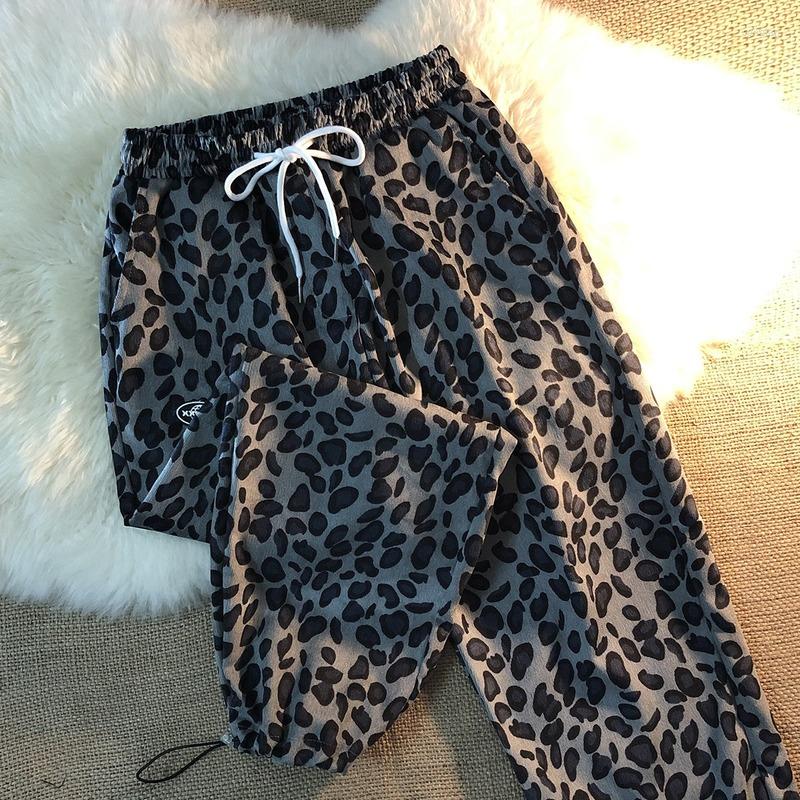 

Women's Pants Loose Tie Sports Ins Women Tide All-Match Trouser 2022 Fall Korean Vintage Sexy Leopard Print Casual, Gray