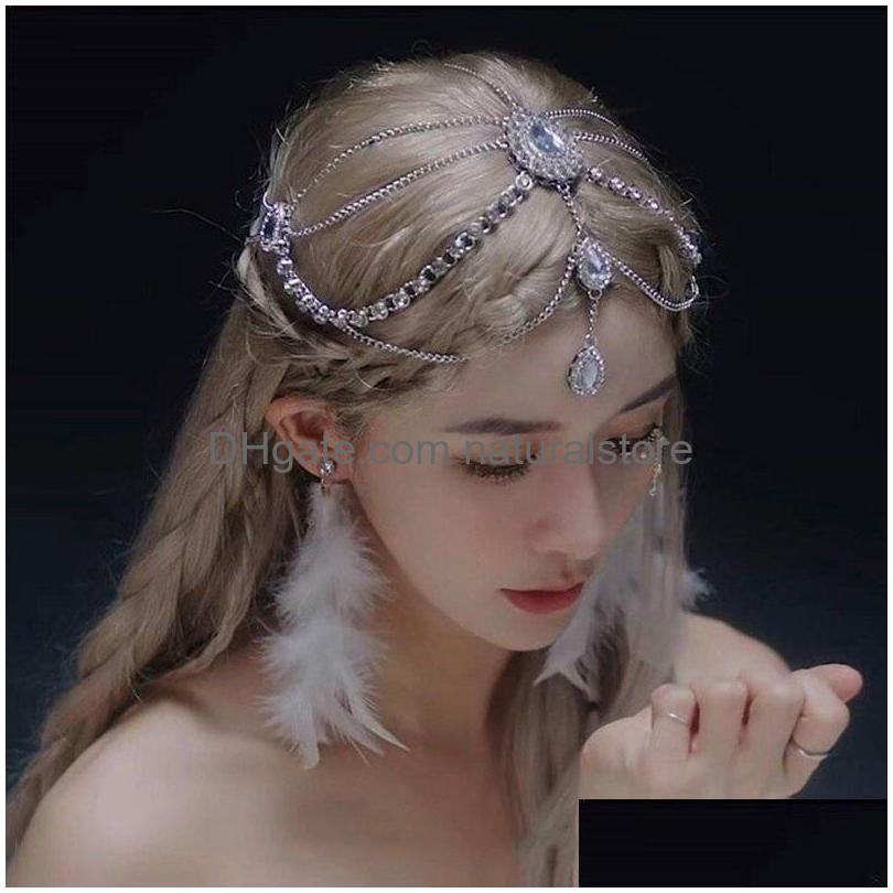 

Headbands Luxury Wedding Headpiece Crystal Bridal Head Chain Tiara Hair Jewelry For Women Forehead Headband Accessories Gift 221107 Dhpy9