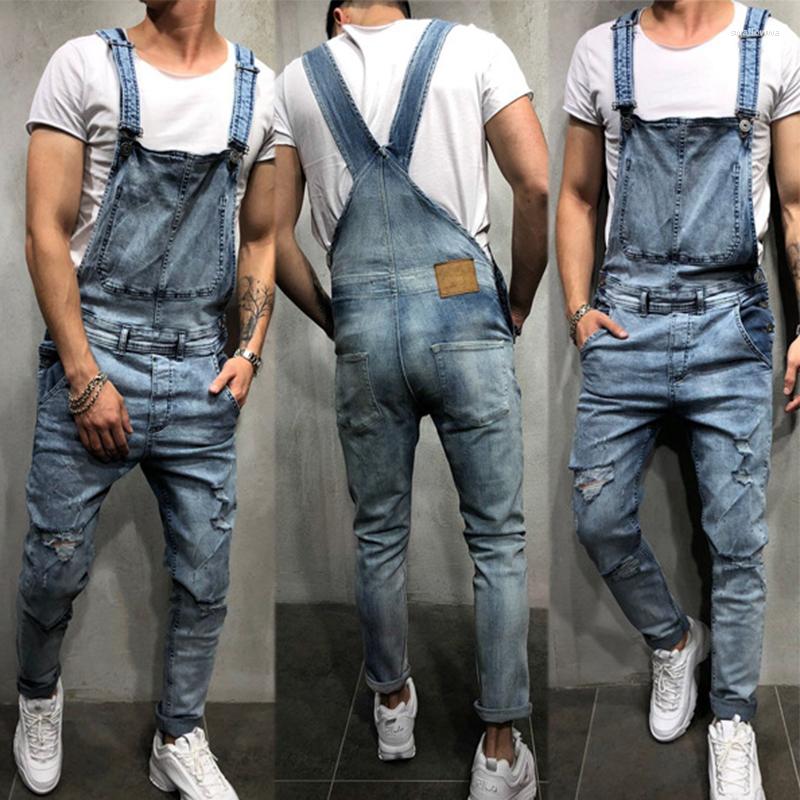 

Men' Jeans Men' Double Shoulder Belt Workwear Overall Worker Causel Ripped Skinny Slim Fit Jumpsuit Denim, Black