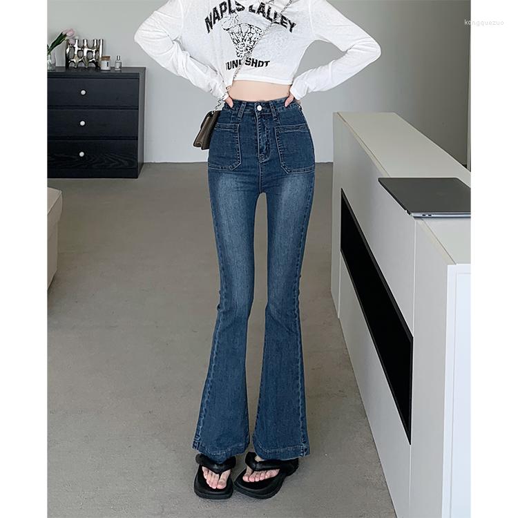 

Women' Pants Women' Chic High Street Slim Flare Jeans Spring Summer Casual Waist Boot Cut Lady Skinny Trousers, Blue