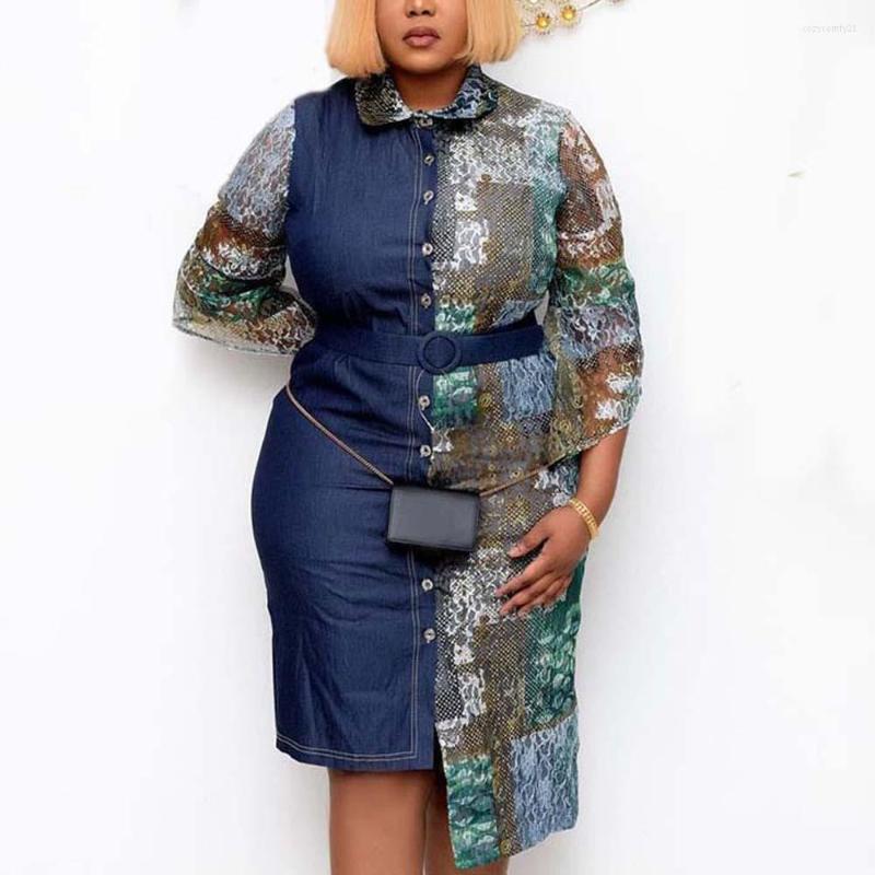 

Casual Dresses African Ladies Elegant Office Jeans Printed Short Sleeve High Waisted Bodycon Fashion Formal Business Work Wear Dress OL, Green dress