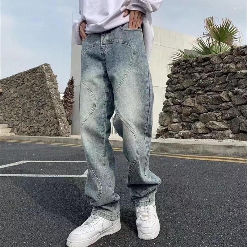 

Men' Jeans High Quality Straight Basic Versatile Men And Women Loose Trousers American Street Pants, Blue
