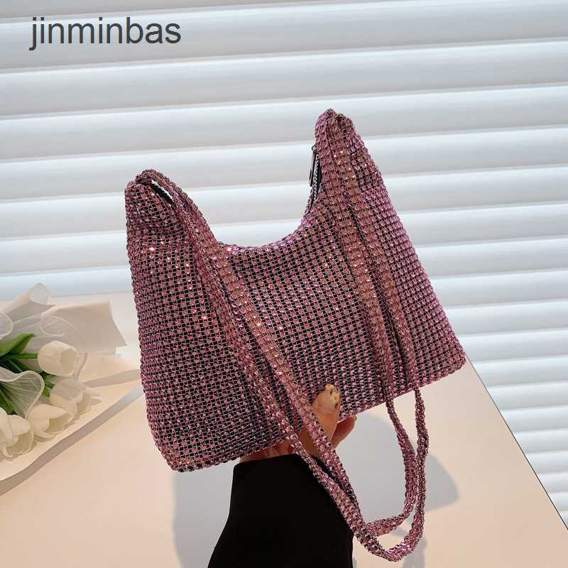 

2023 Fashion Diamond Bag 60% Discount Wholesale Retail Red Women's Summer New Style Personalized Set Handbag Simple Versatile Rhintone Underarm, Pink6