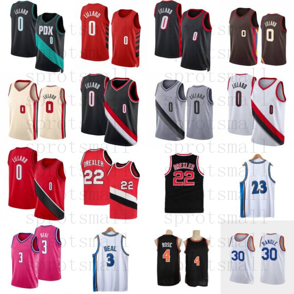 

0 Damian Lillard 3 Bradley Beal City Basketball Jerseys Mens 22 Clyde Drexler 30 Julius Randle 1 Derrick Rose Black White City Shirt, 13