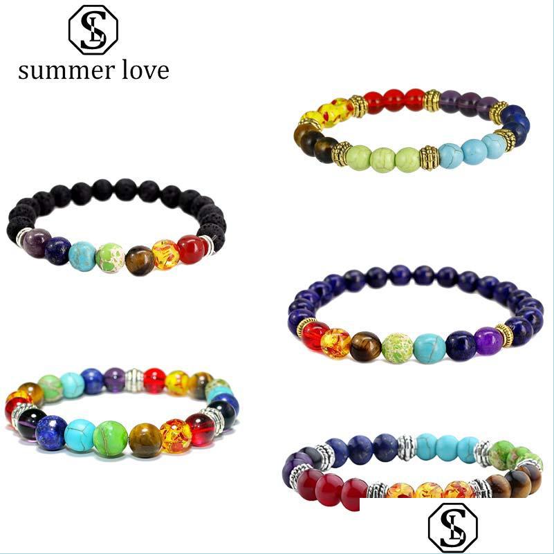 

Beaded Sell 7 Chakra 8Mm Healing Nce Beads Bracelet For Women Men Adjustable Size Nature Stone Yoga Fashion Jewelry Gift Drop Delive Dhihk