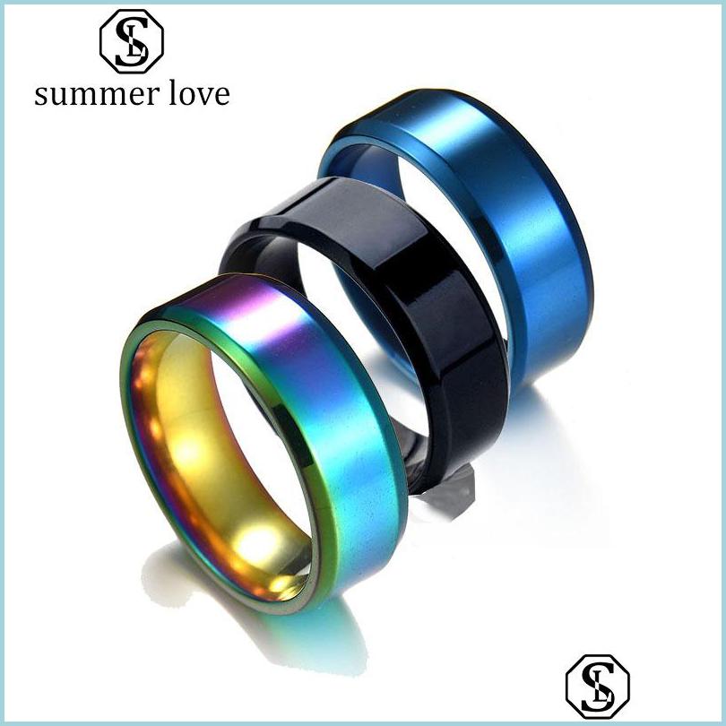 

Band Rings 8Mm Rainbow Stainless Steel Ring For Men Women Couple Titanium Wedding Size 513 Engagement Jewelry Gifts Drop Delivery Dhvo5