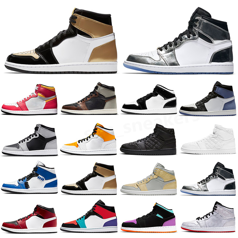 Men 1 Basketball shoes Women 1s OG University Blue Patent Panda dark Mocha bred shadow UNC twist Smoke Grey custom mens women Sports Sneakers tra