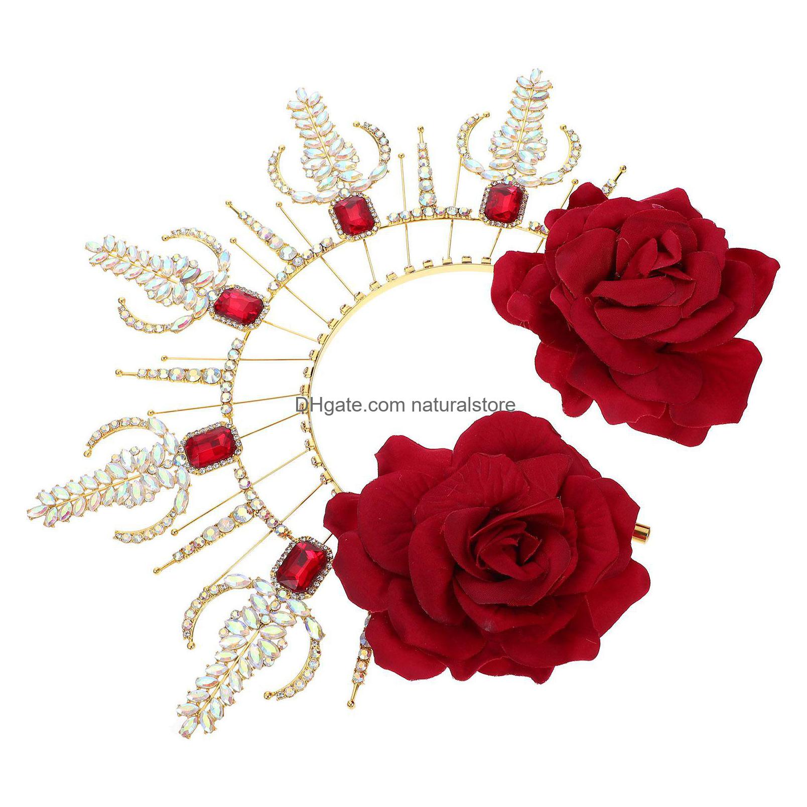 

Headbands Headband Goddess Hair Headpieceflower Floral Gothic Tiara Band Party Decorativerose Headwear Veil Egyptian Greek Hairband Dhk7D