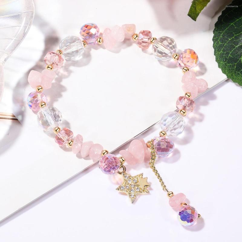 

Link Bracelets 2022 Crystal Bracelet Irregular Natural Stone Beads Chips Jewelry Amethyst Aquamarine Rose Quartz For Women