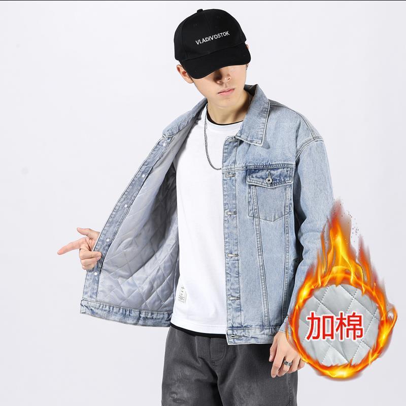 

Men' Jackets 2022 Winter Denim Jacket Cotton Coat Plus Velvet Thickening Pure Retro Clothes, Same as pictures