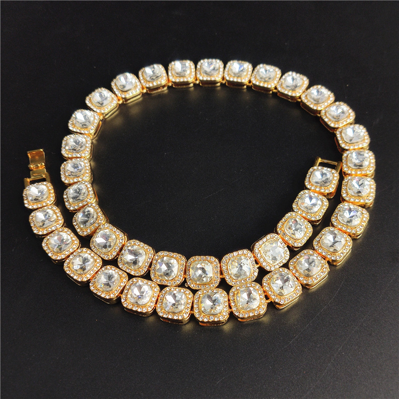

cuban Hip hop square full diamond necklace for women luxury designer necklaces medusa personality thick chains jewelry designers quantum pendant unisex christmas