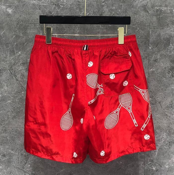 

Men's Shorts Men's Fashion Brand 2022 Casual Men Summer Beach Sports Trousers Tennis Racket Pattern Knee Length Ins, Blue