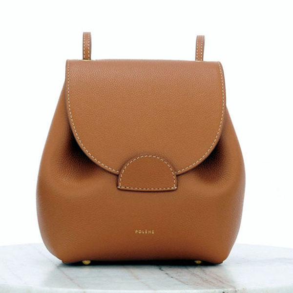 

polene bag Polene Numero Un Mini Backpack Luxury Women Full-Grained Leather Designer Sliding The Thin Leather Backpacks Flap Magnetic Buckle Closure 36S6, Almond green