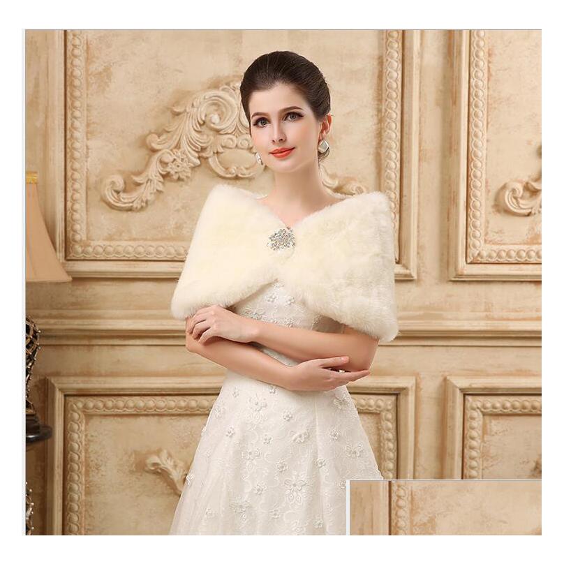 

Wraps Jackets Princess Faux Fur Bridal Shrug Wrap Cape Stole Shawl Bolero Jacket Coat Crystal For Winter Wedding Bride Bridesmaid Dh90K, White