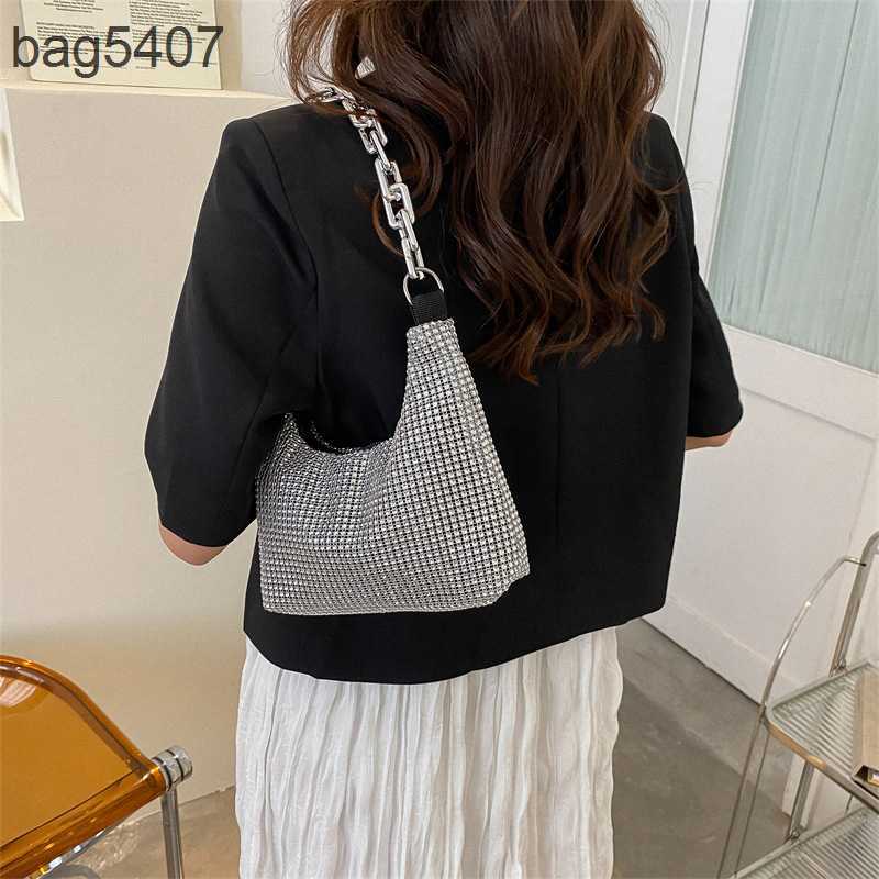 

2023 Fashion Diamond Bag 80% Discount Wholesale and Retail Women New Style Personality Underarm Women's Portable One Shoulder Pearl Chain Msenger, Black7