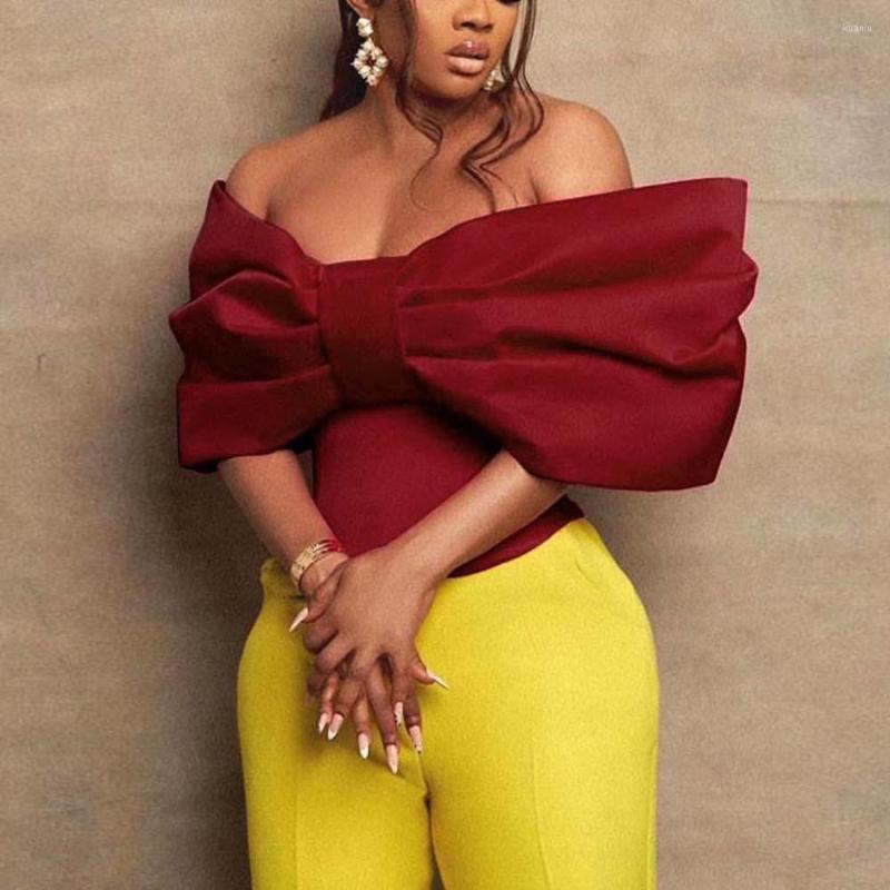 

Women' T Shirts Sexy Bow Crop Tops For Women Burgundy Off The Shoulder Autumn Winter Elegent Birthday Party Dinner Club Wear Cloth Blouse, Burgundy tops