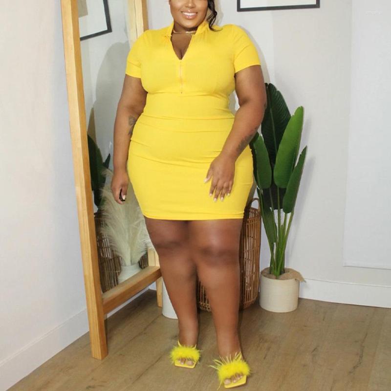 

Plus Size Dresses 4XL 5XL For Women Solid Short Sleeve Bodycon Mini Length Summer Oversized Causal Basic Style Vestidos Big, Orange dress