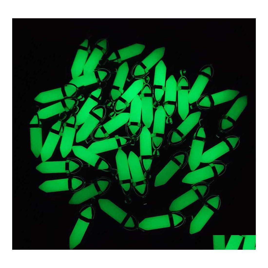 

Charms Fashion Green Luminous Hexagonal Prism Point Pendants For Necklace Jewelry Making Drop Delivery Findings Components Dhdqh