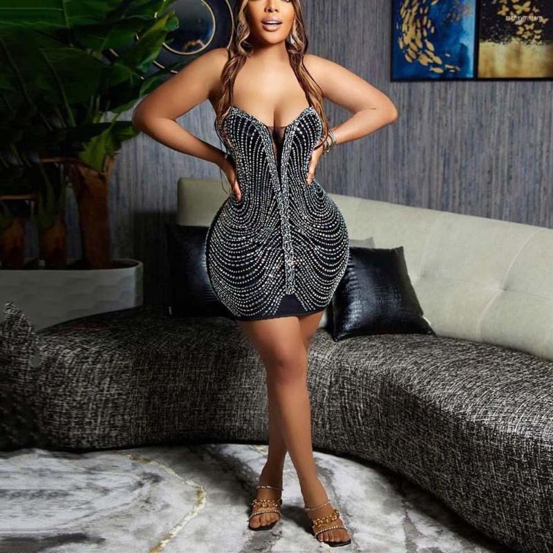 

Casual Dresses Sexy Spaghetti Strap For Women Diamond Bodycon Square Neck Backless Mini Length Evening Night Party Club Vestidos Mujer, Red dress