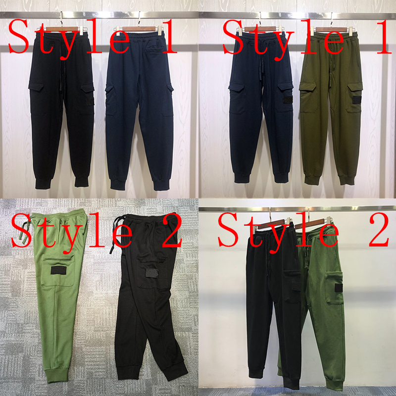 

2 style topstoney brand pants side logo double pockets terry drawstring sweatpants, Style 2 green