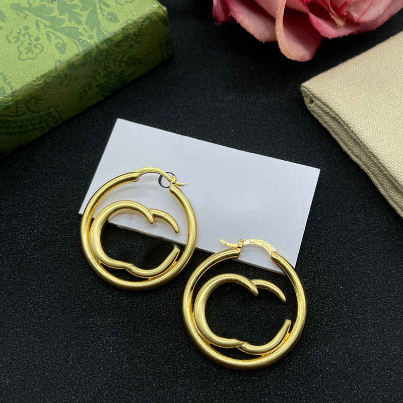 

Luxury Gold Earrings For Women Designer Jewelry Luxury Stud Earring With Box G Hoops Womens Big Circle Earings Piercing Bracelet Ring